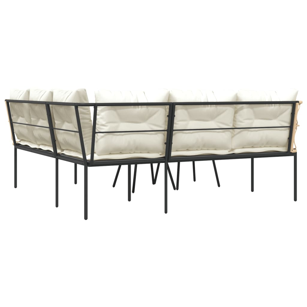 Loungeset met kussens staal en textileen zwart is nu te koop bij PeponiXL, paradijselijk wonen!