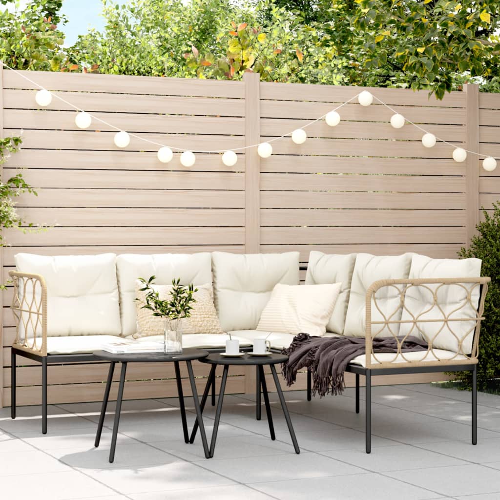 Loungeset met kussens staal en textileen zwart is nu te koop bij PeponiXL, paradijselijk wonen!