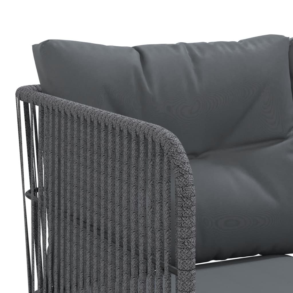 Loungeset met kussens staal en textileen zwart is nu te koop bij PeponiXL, paradijselijk wonen!