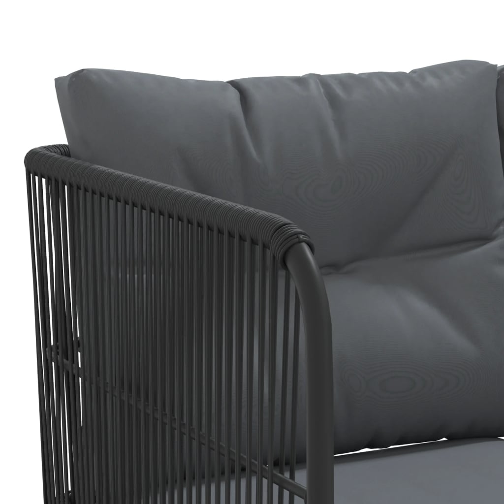Loungeset met kussens staal en textileen zwart is nu te koop bij PeponiXL, paradijselijk wonen!