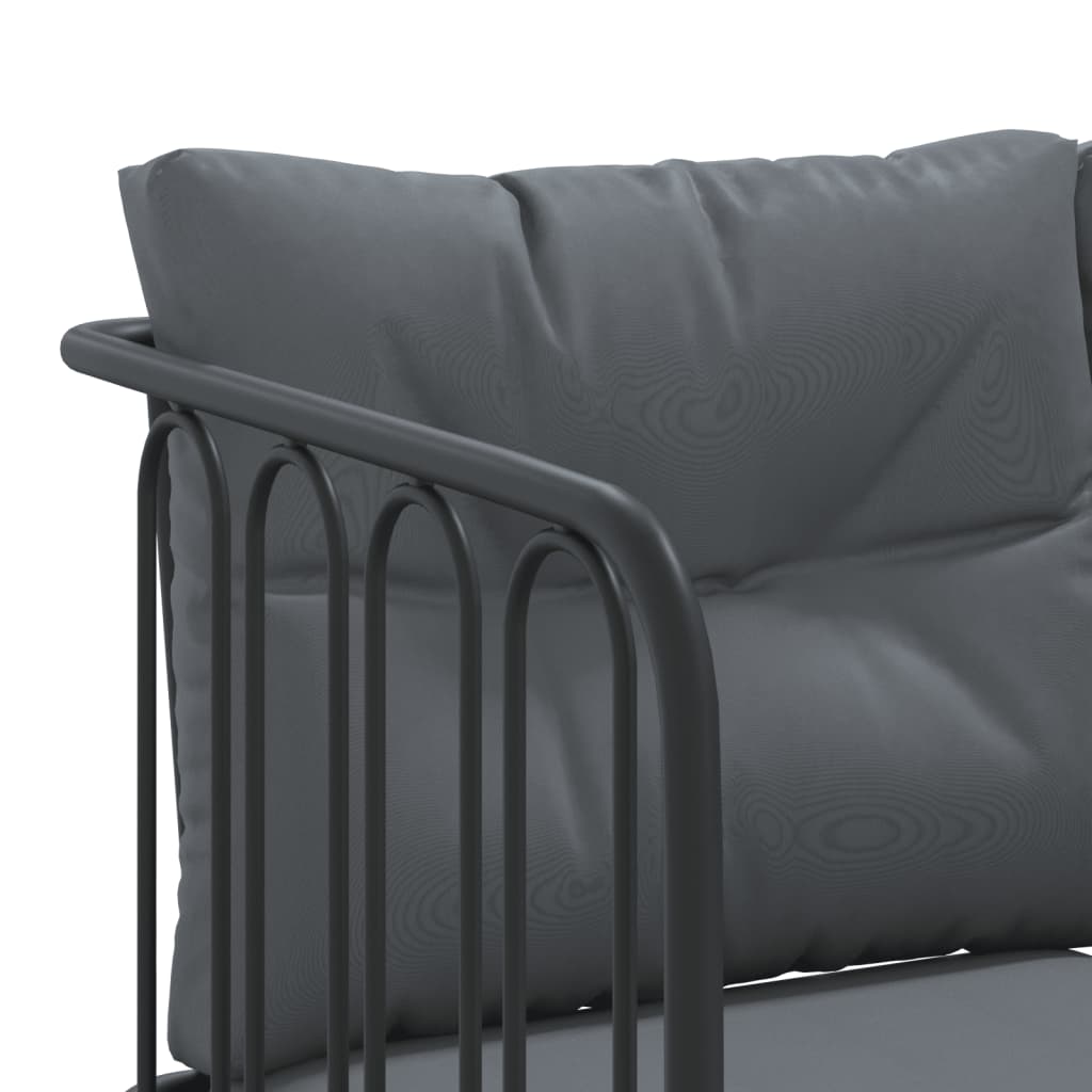 Loungeset met kussens staal en textileen zwart is nu te koop bij PeponiXL, paradijselijk wonen!