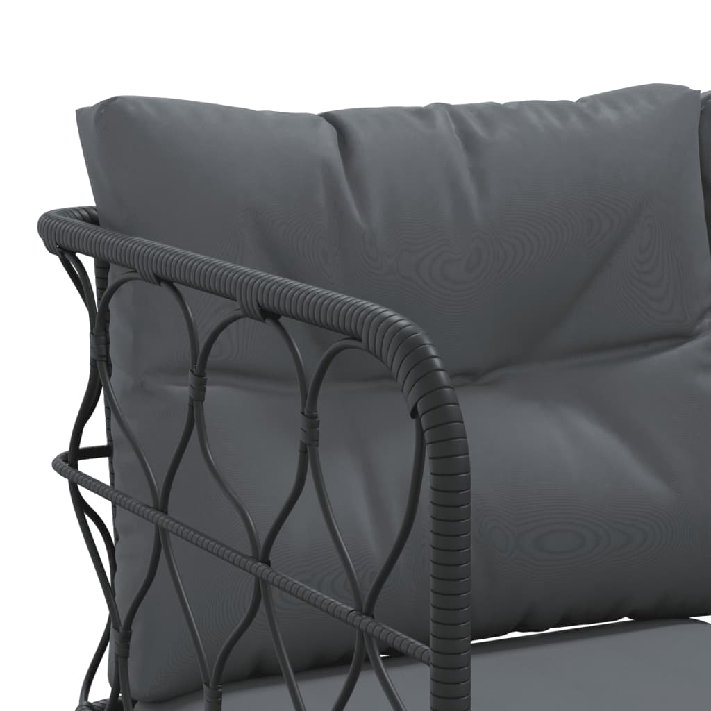 Loungeset met kussens staal en textileen zwart is nu te koop bij PeponiXL, paradijselijk wonen!