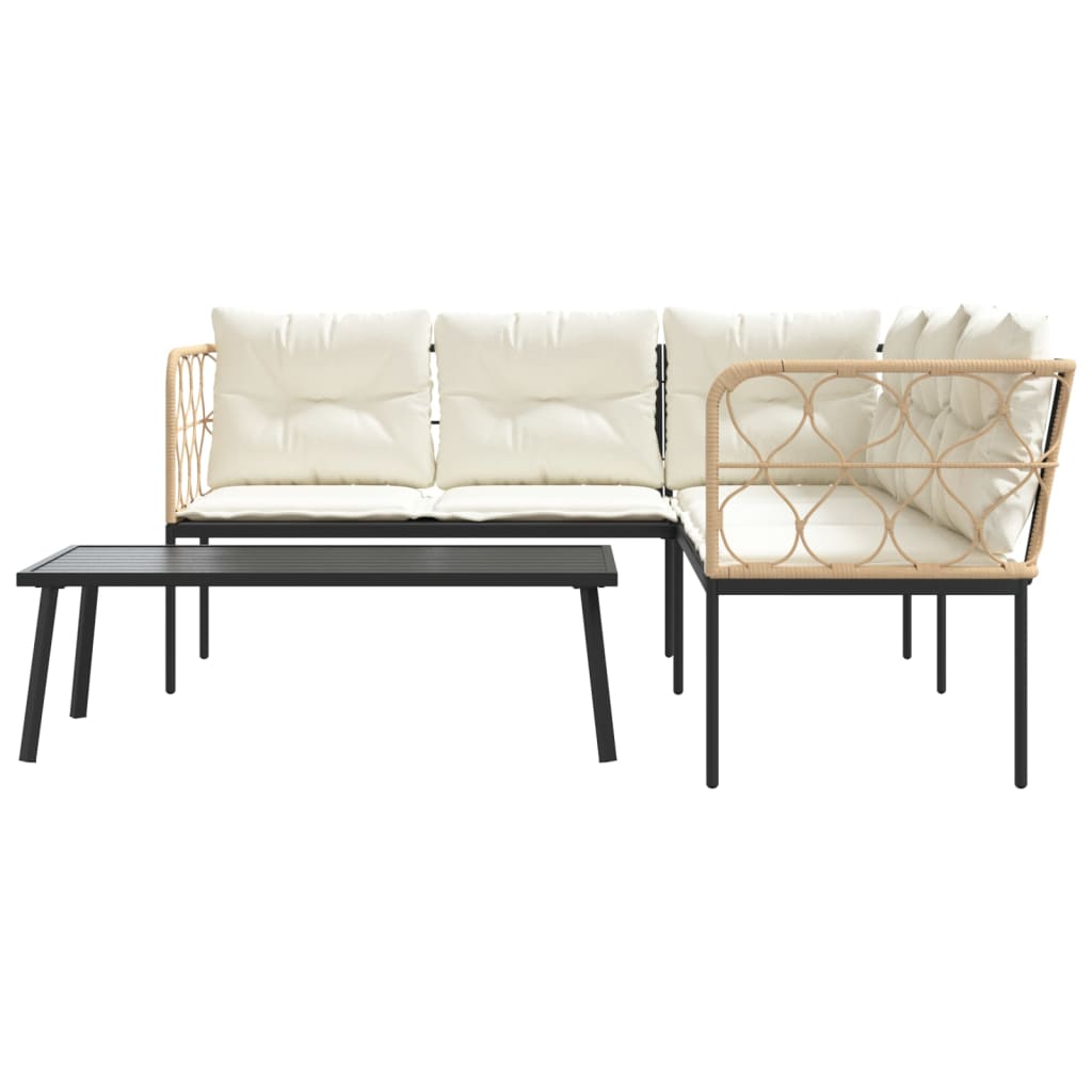 Loungeset met kussens staal en textileen zwart is nu te koop bij PeponiXL, paradijselijk wonen!