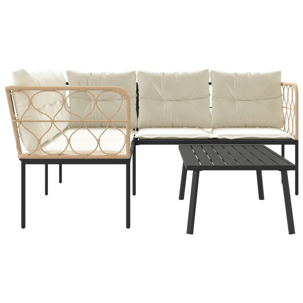 Loungeset met kussens staal en textileen zwart is nu te koop bij PeponiXL, paradijselijk wonen!
