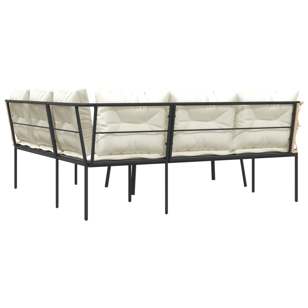 Loungeset met kussens staal en textileen zwart is nu te koop bij PeponiXL, paradijselijk wonen!