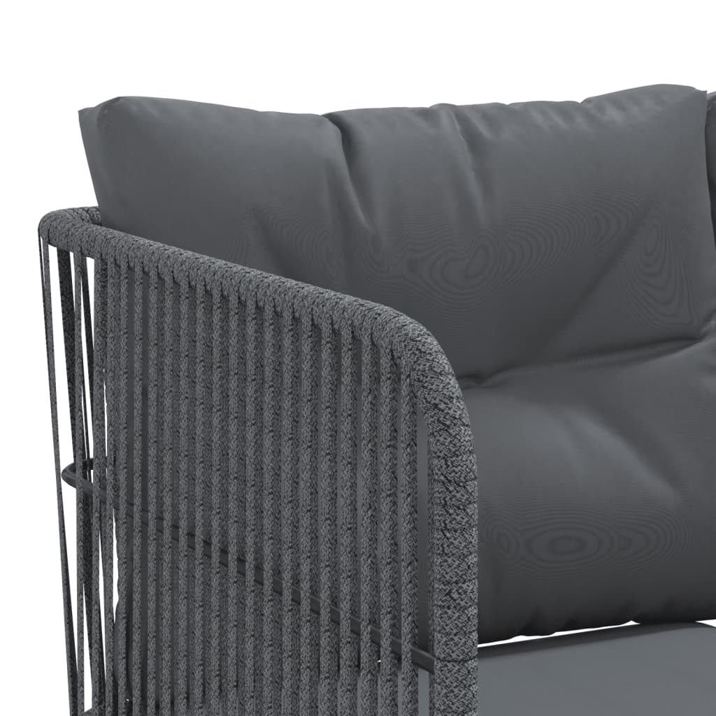 Loungeset met kussens staal en textileen zwart is nu te koop bij PeponiXL, paradijselijk wonen!