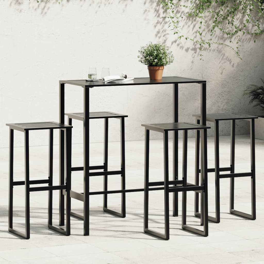 5-delige Tuinbarset gepoedercoat staal zwart is nu te koop bij PeponiXL, paradijselijk wonen!