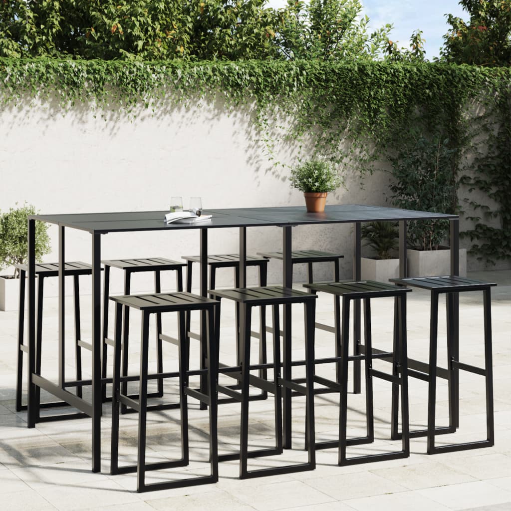 9-delige Tuinbarset gepoedercoat staal zwart is nu te koop bij PeponiXL, paradijselijk wonen!