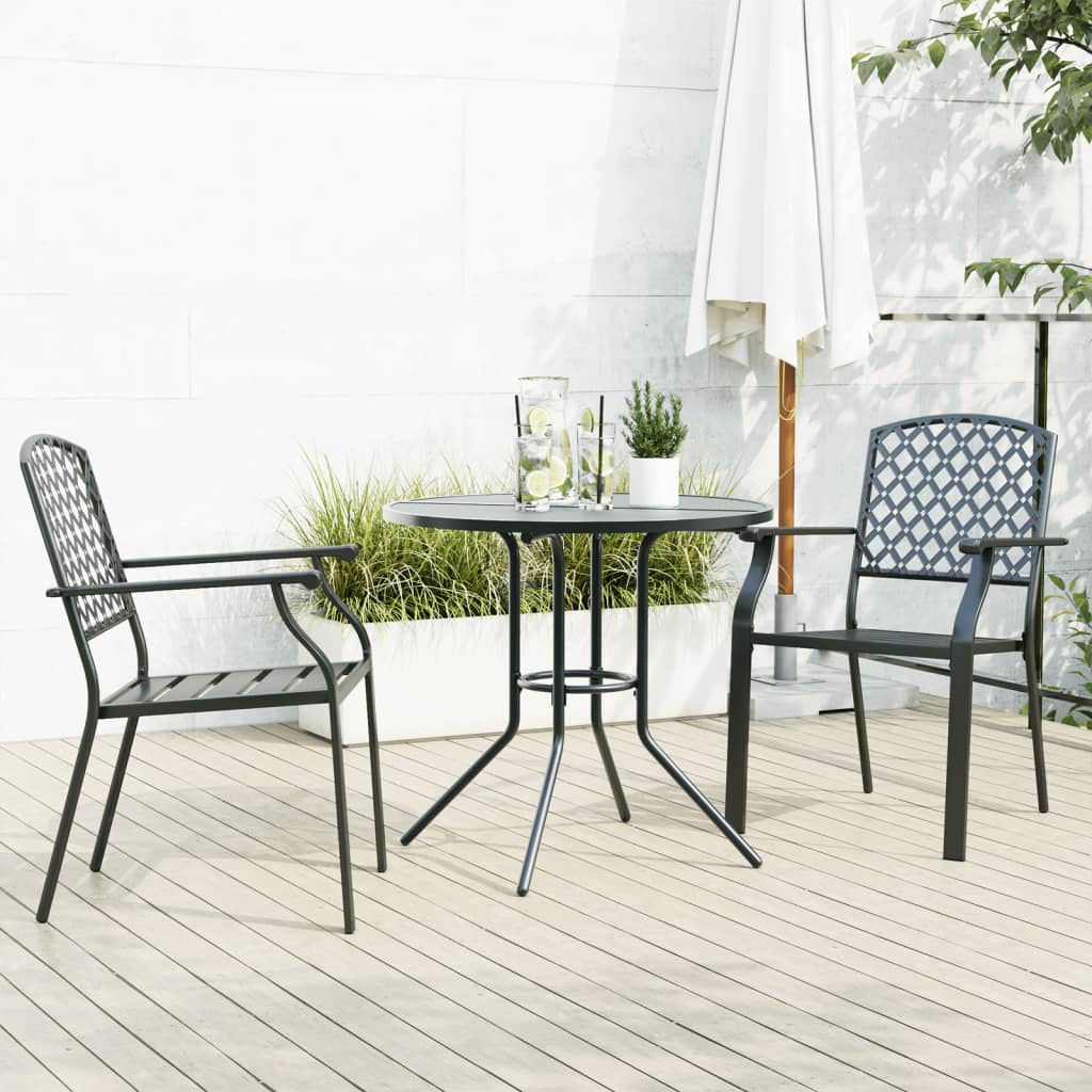 3-delige Tuinset stapelbaar gepoedercoat staal antracietkleur is nu te koop bij PeponiXL, paradijselijk wonen!