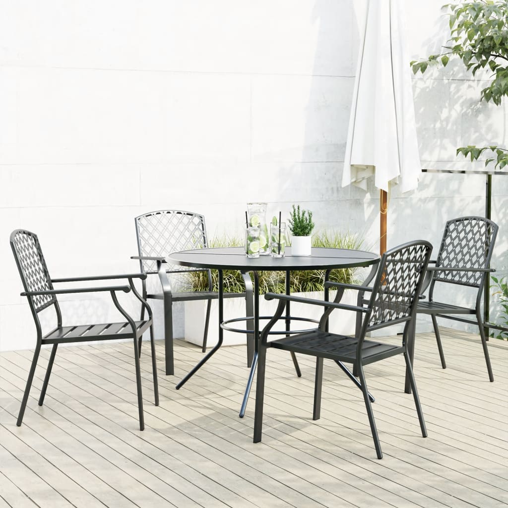 5-delige Tuinset stapelbaar gepoedercoat staal antracietkleur is nu te koop bij PeponiXL, paradijselijk wonen!