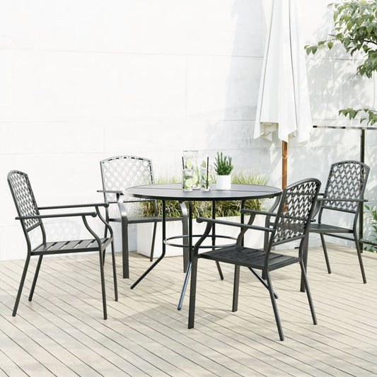 5-delige Tuinset stapelbaar gepoedercoat staal antracietkleur is nu te koop bij PeponiXL, paradijselijk wonen!