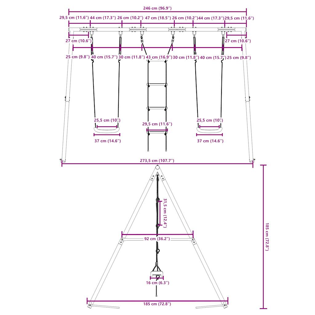 Schommelset met schommels en ladder is nu te koop bij PeponiXL, paradijselijk wonen!