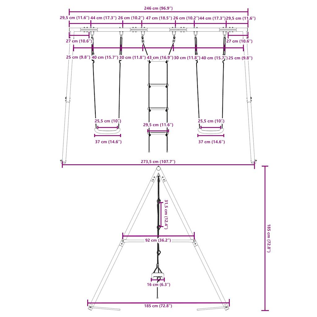 Schommelset met schommels en ladder is nu te koop bij PeponiXL, paradijselijk wonen!