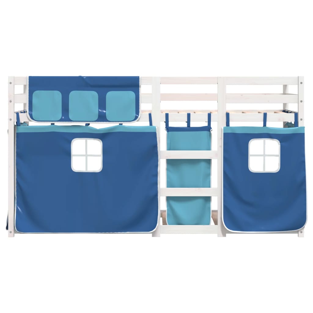 Stapelbed met gordijnen 80x200 cm massief grenenhout blauw is nu te koop bij PeponiXL, paradijselijk wonen!