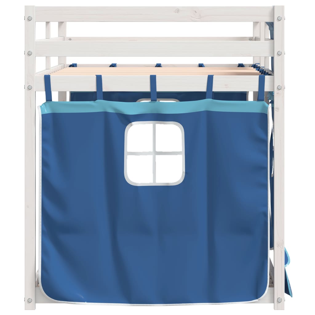 Stapelbed met gordijnen 80x200 cm massief grenenhout blauw is nu te koop bij PeponiXL, paradijselijk wonen!