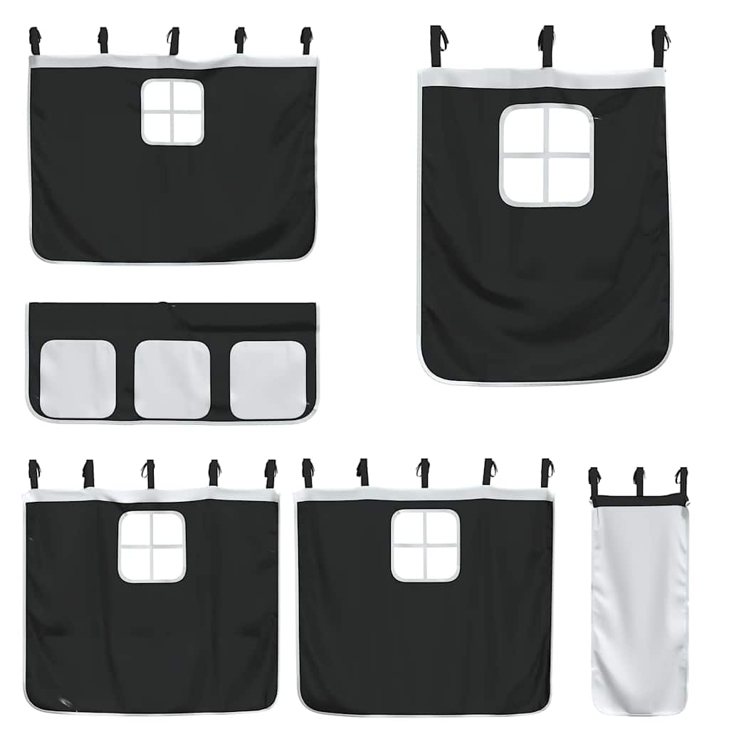 Stapelbed met gordijnen 90x190 cm grenenhout wit en zwart is nu te koop bij PeponiXL, paradijselijk wonen!