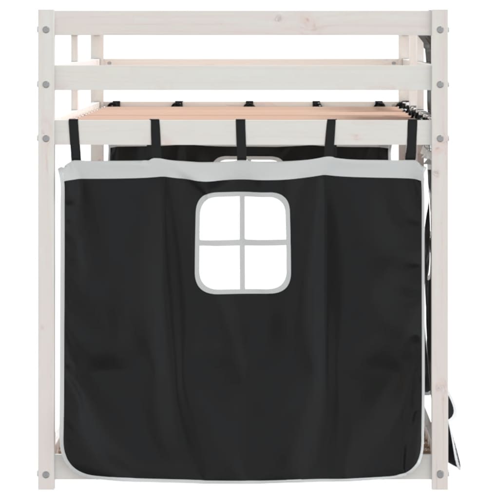 Stapelbed met gordijnen 75x190 cm grenenhout wit en zwart is nu te koop bij PeponiXL, paradijselijk wonen!