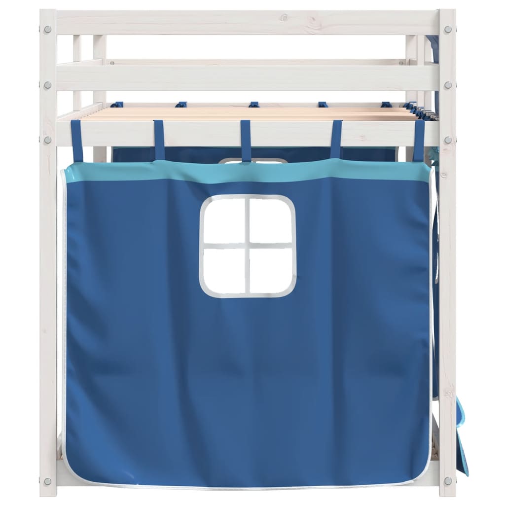 Stapelbed met gordijnen 75x190 cm massief grenenhout blauw is nu te koop bij PeponiXL, paradijselijk wonen!