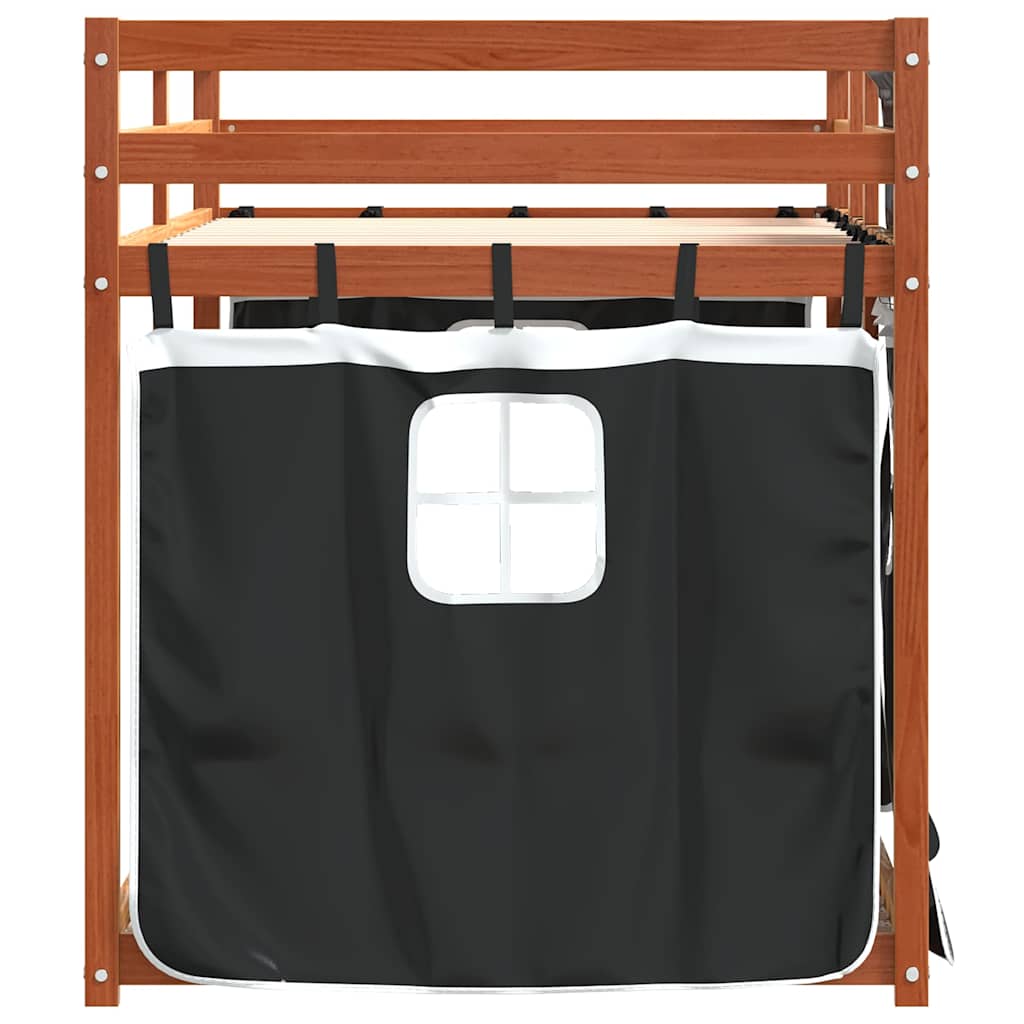 Stapelbed met gordijnen 80x200 cm grenenhout wit en zwart is nu te koop bij PeponiXL, paradijselijk wonen!