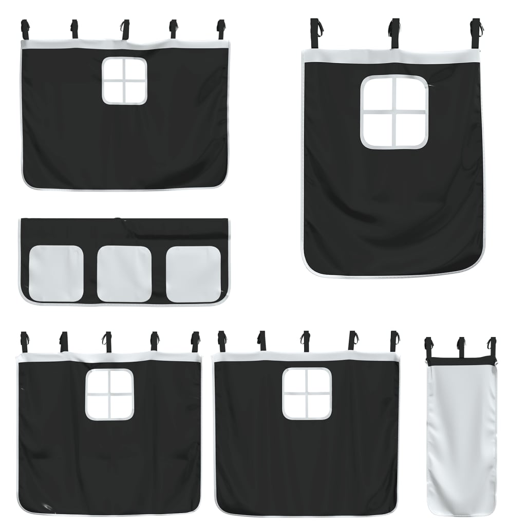 Stapelbed met gordijnen 75x190 cm grenenhout wit en zwart is nu te koop bij PeponiXL, paradijselijk wonen!