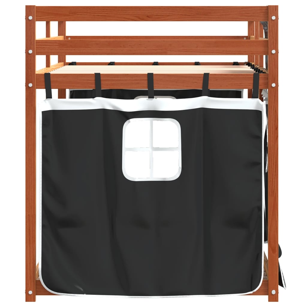 Stapelbed met gordijnen 90x200 cm grenenhout wit en zwart is nu te koop bij PeponiXL, paradijselijk wonen!