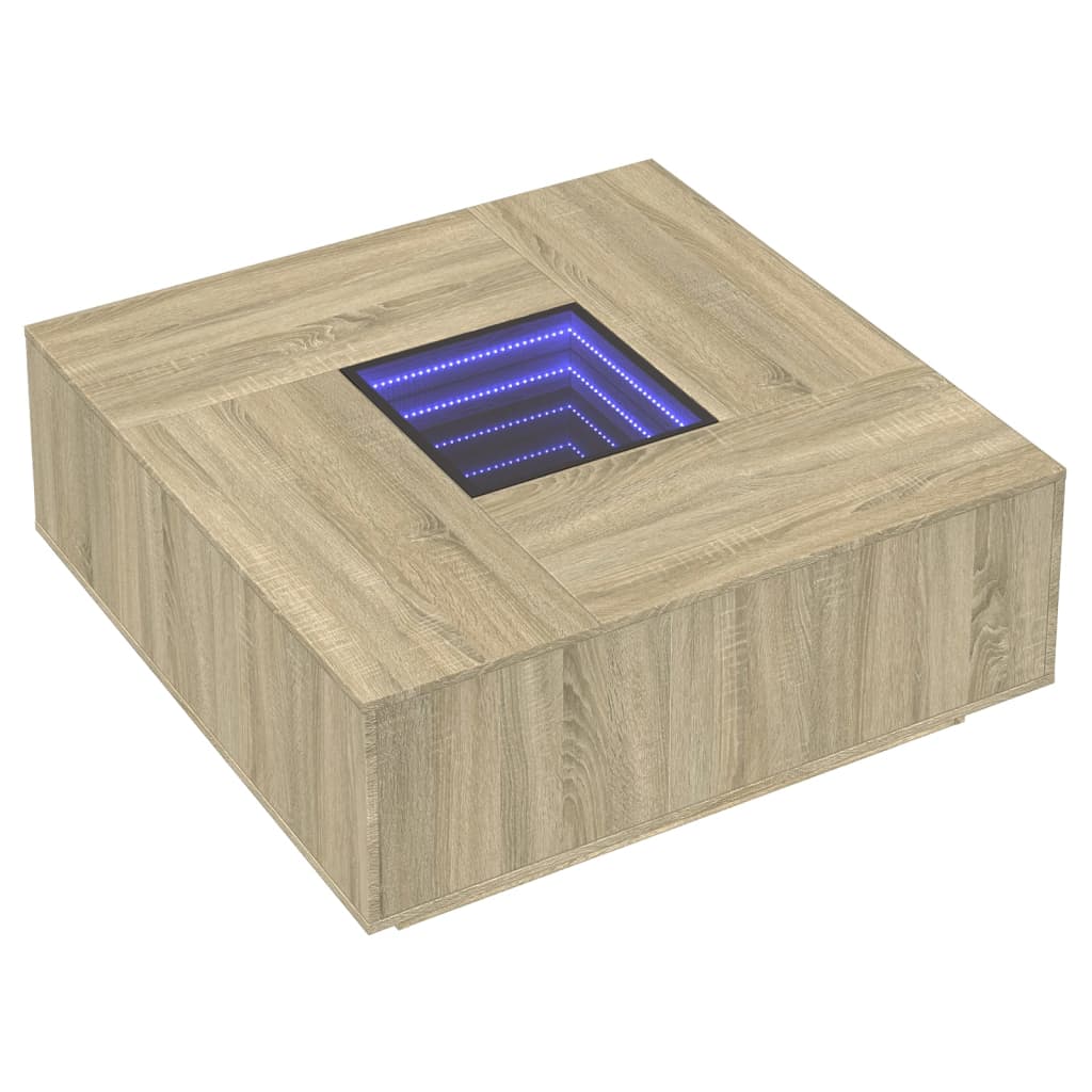 Salontafel met Infinity LED 100x100x40 cm sonoma eikenkleurig is nu te koop bij PeponiXL, paradijselijk wonen!