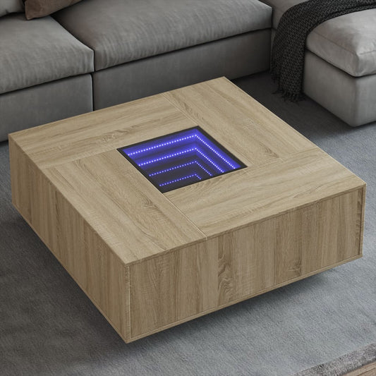 Salontafel met Infinity LED 100x100x40 cm sonoma eikenkleurig is nu te koop bij PeponiXL, paradijselijk wonen!