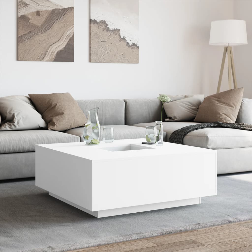 Salontafel 100x100x40 cm bewerkt hout wit is nu te koop bij PeponiXL, paradijselijk wonen!