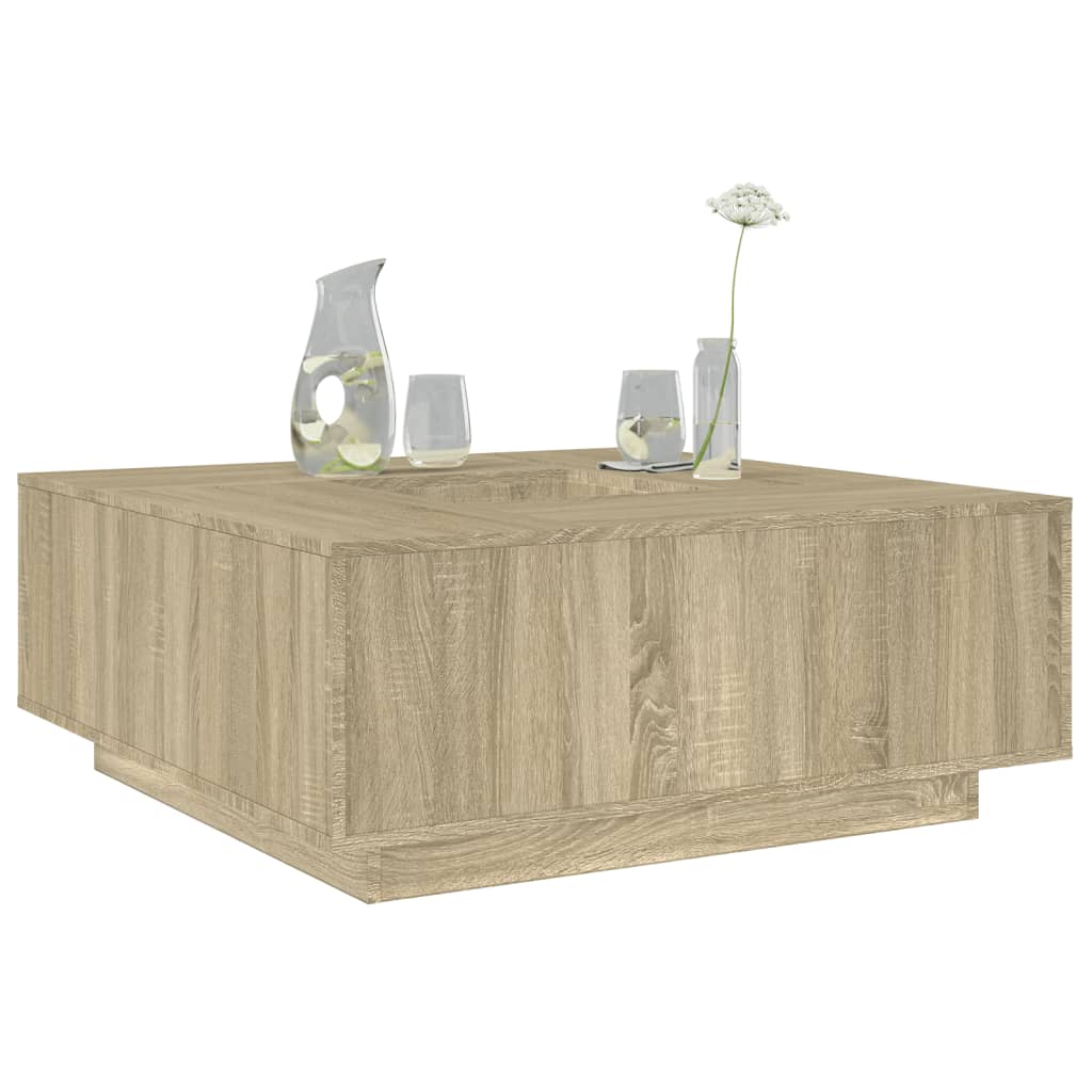 Salontafel 100x100x40 cm bewerkt hout sonoma eikenkleurig is nu te koop bij PeponiXL, paradijselijk wonen!