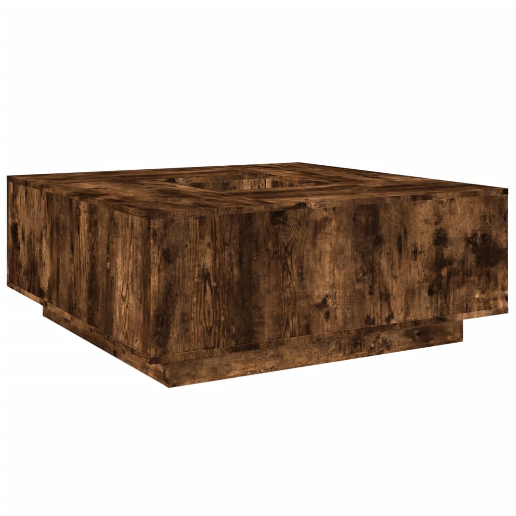 Salontafel 100x100x40 cm bewerkt hout gerookt eikenkleurig is nu te koop bij PeponiXL, paradijselijk wonen!