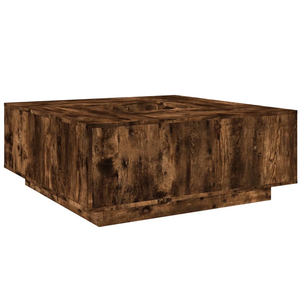 Salontafel 100x100x40 cm bewerkt hout gerookt eikenkleurig is nu te koop bij PeponiXL, paradijselijk wonen!