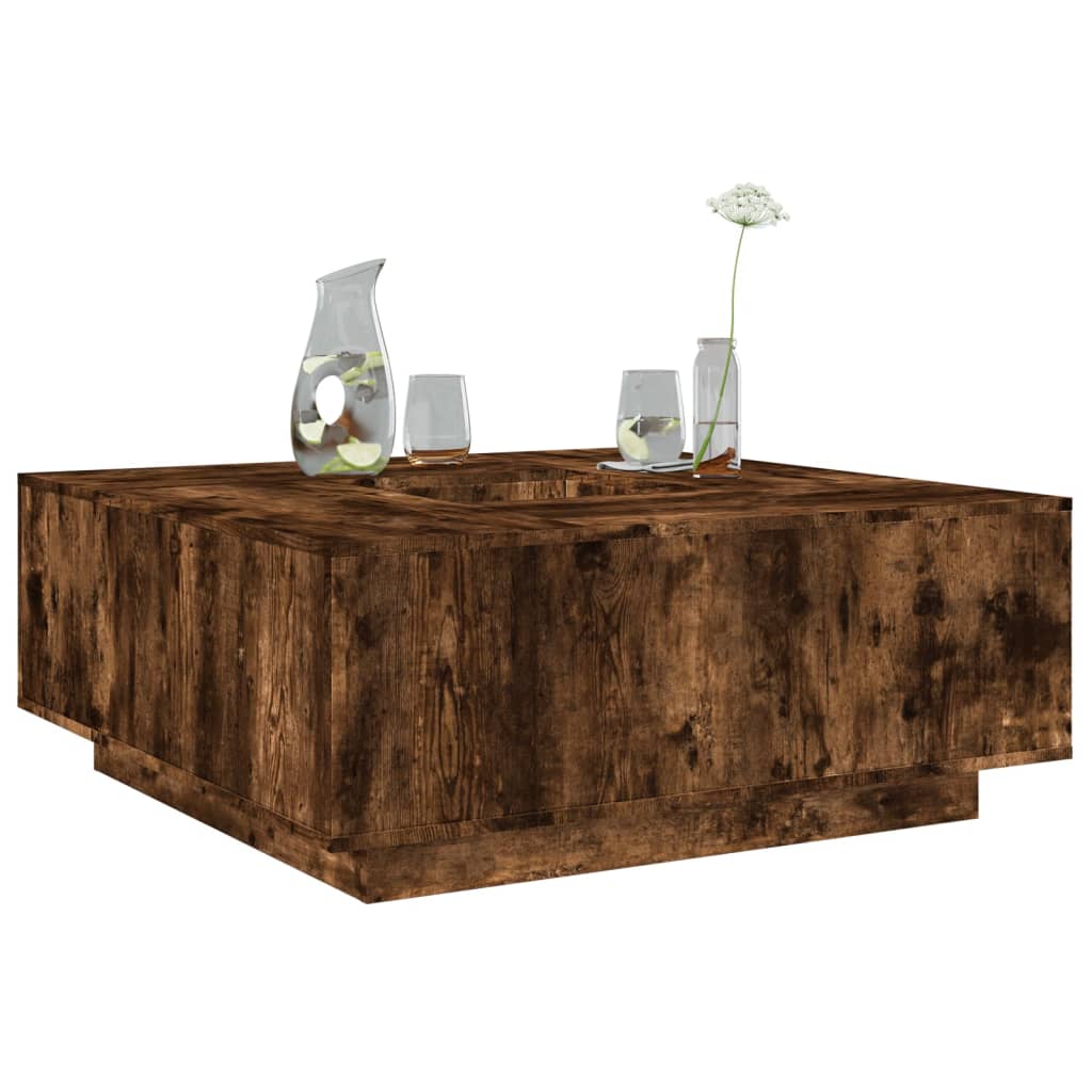 Salontafel 100x100x40 cm bewerkt hout gerookt eikenkleurig is nu te koop bij PeponiXL, paradijselijk wonen!