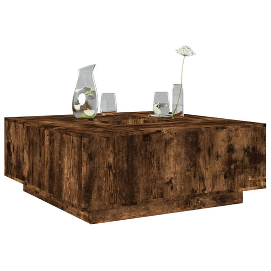 Salontafel 100x100x40 cm bewerkt hout gerookt eikenkleurig is nu te koop bij PeponiXL, paradijselijk wonen!