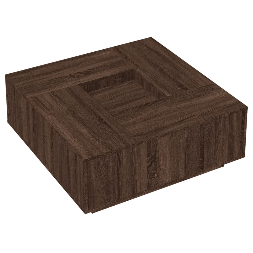 Salontafel 100x100x40 cm bewerkt hout bruin eikenkleur is nu te koop bij PeponiXL, paradijselijk wonen!