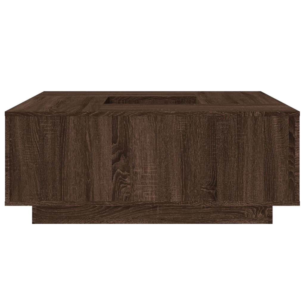 Salontafel 100x100x40 cm bewerkt hout bruin eikenkleur is nu te koop bij PeponiXL, paradijselijk wonen!