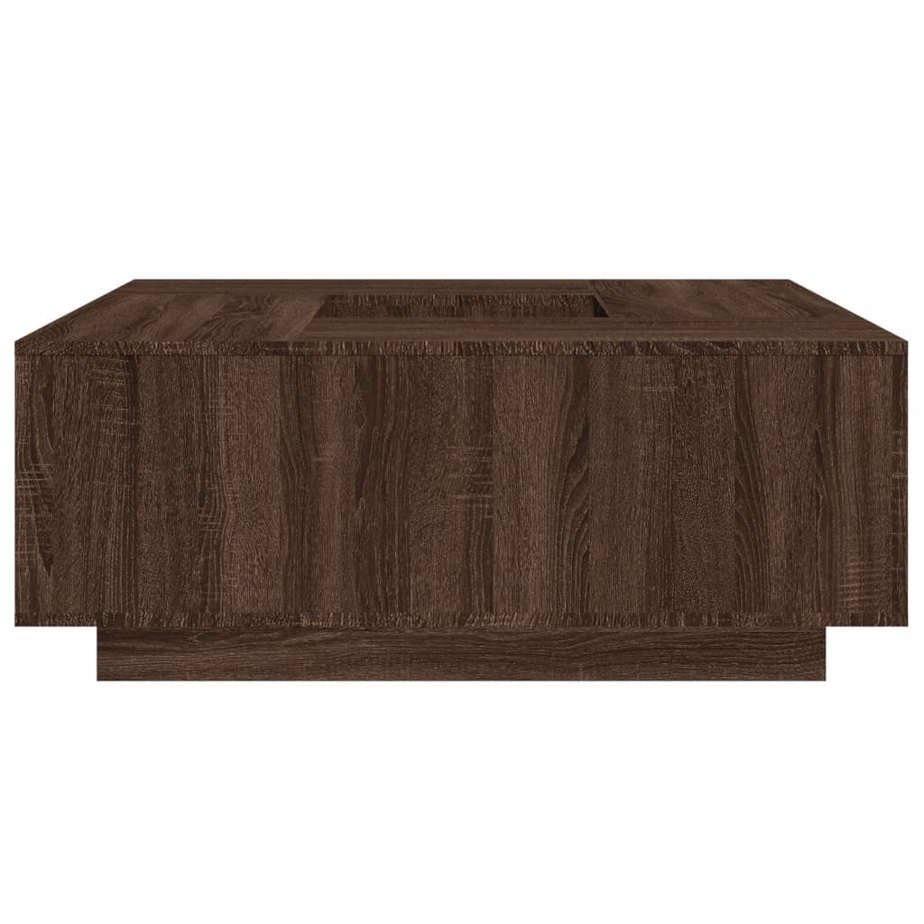 Salontafel 100x100x40 cm bewerkt hout bruin eikenkleur is nu te koop bij PeponiXL, paradijselijk wonen!