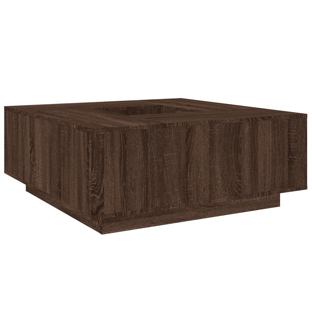 Salontafel 100x100x40 cm bewerkt hout bruin eikenkleur is nu te koop bij PeponiXL, paradijselijk wonen!