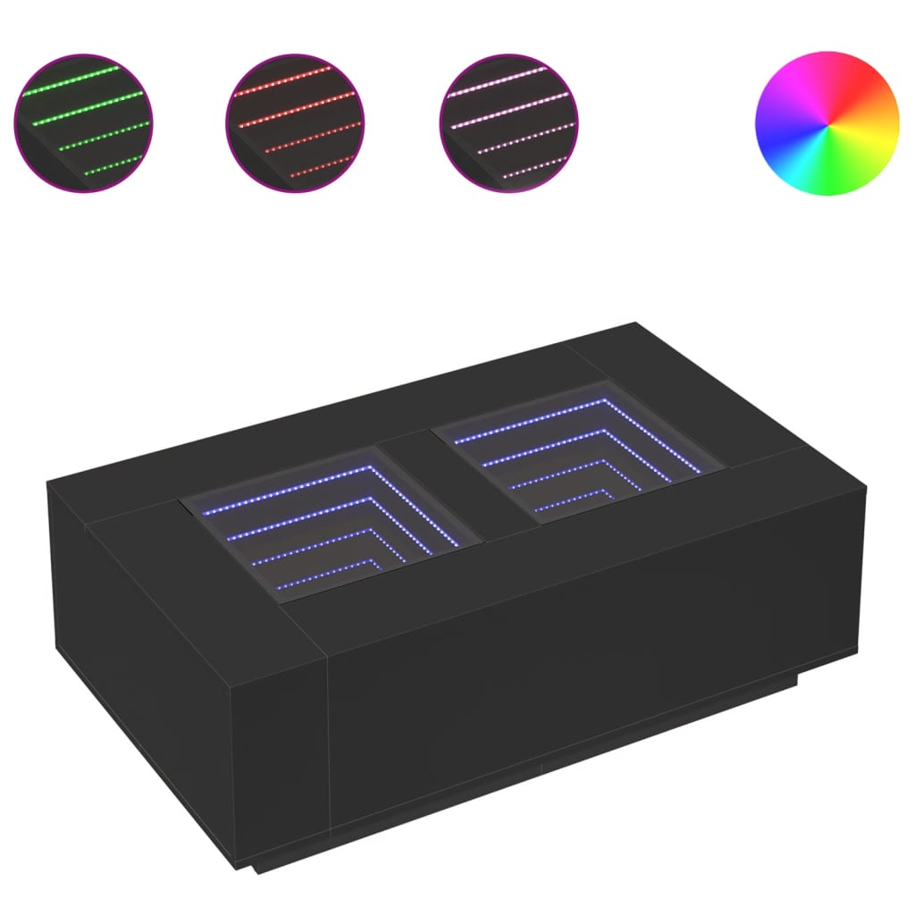 Salontafel met Infinity LED 116x69x40 cm zwart is nu te koop bij PeponiXL, paradijselijk wonen!