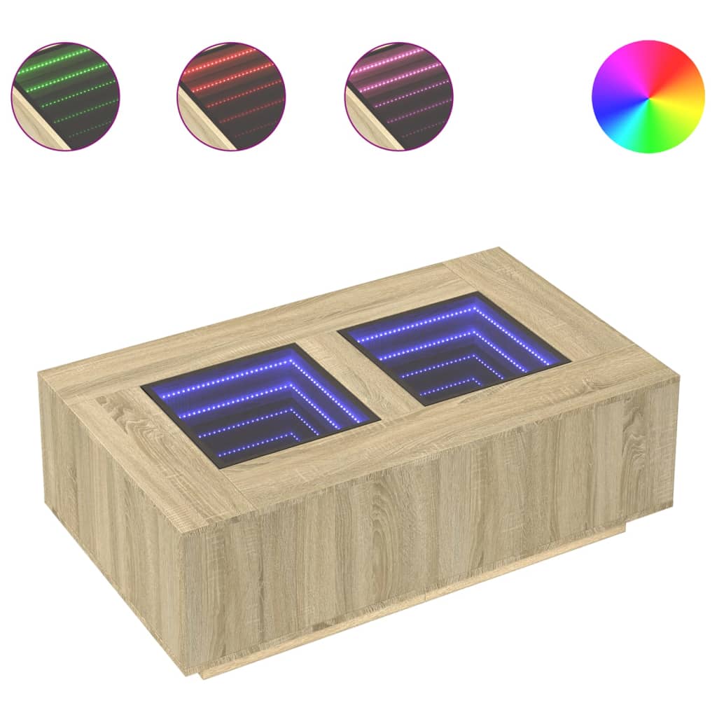 Salontafel met Infinity LED 116x69x40 cm sonoma eikenkleurig is nu te koop bij PeponiXL, paradijselijk wonen!
