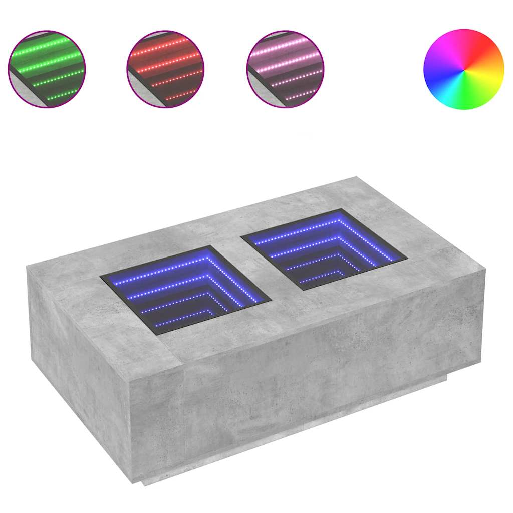 Salontafel met Infinity LED 116x69x40 cm betongrijs is nu te koop bij PeponiXL, paradijselijk wonen!