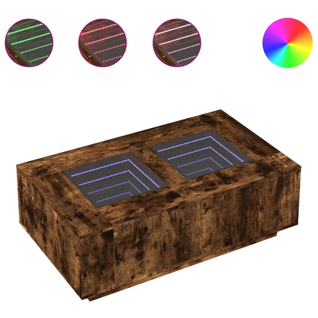 Salontafel met Infinity LED 116x69x40 cm gerookt eikenkleurig is nu te koop bij PeponiXL, paradijselijk wonen!