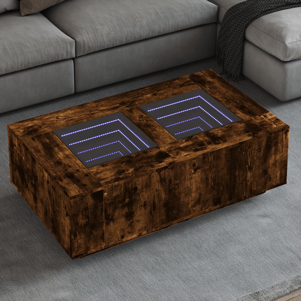 Salontafel met Infinity LED 116x69x40 cm gerookt eikenkleurig is nu te koop bij PeponiXL, paradijselijk wonen!