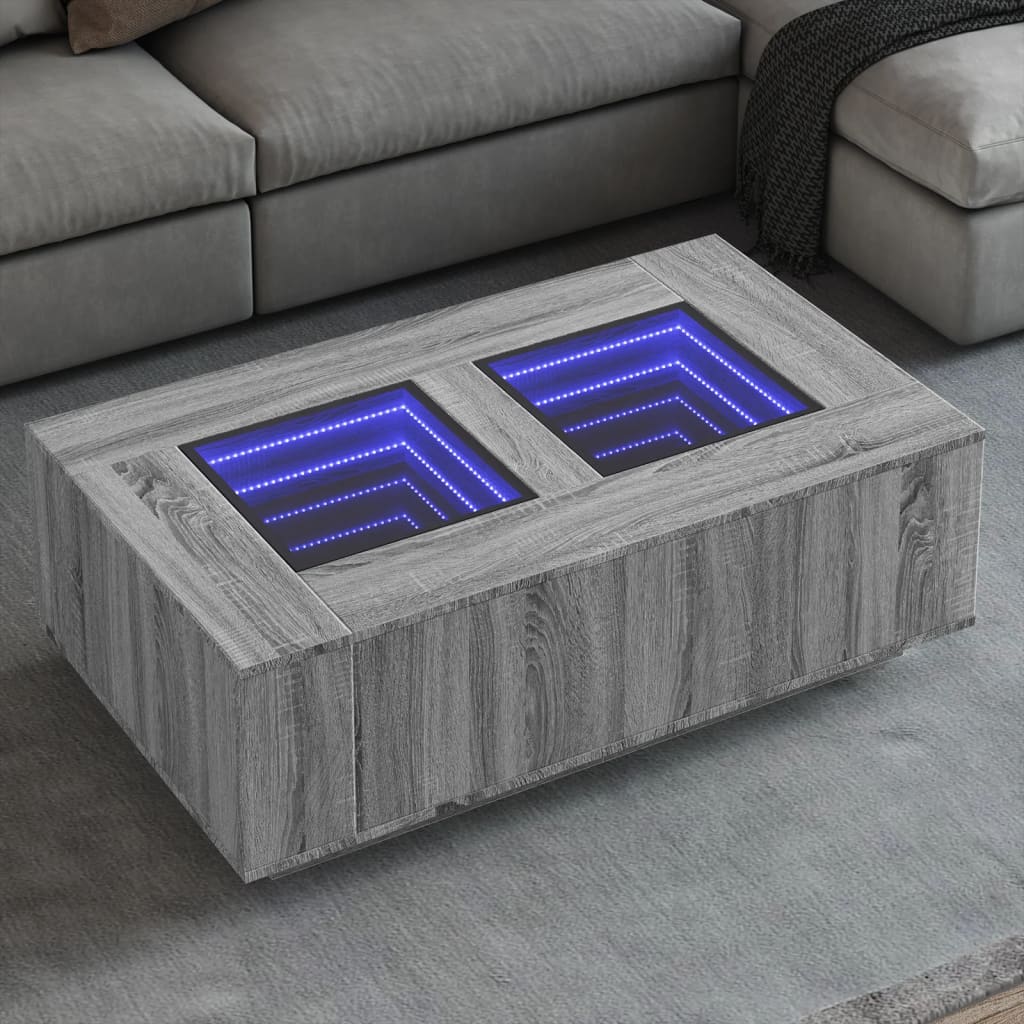 Salontafel met Infinity LED 116x69x40 cm grijs sonoma eiken is nu te koop bij PeponiXL, paradijselijk wonen!