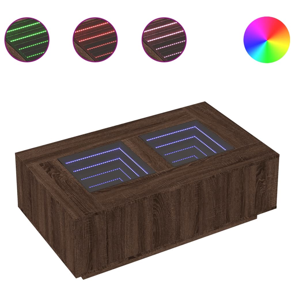 Salontafel met Infinity LED 116x69x40 cm bruin eikenkleurig is nu te koop bij PeponiXL, paradijselijk wonen!