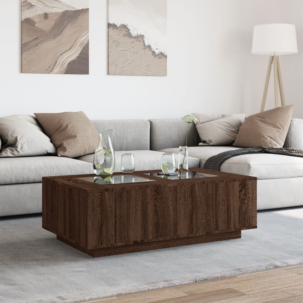 Salontafel met Infinity LED 116x69x40 cm bruin eikenkleurig is nu te koop bij PeponiXL, paradijselijk wonen!