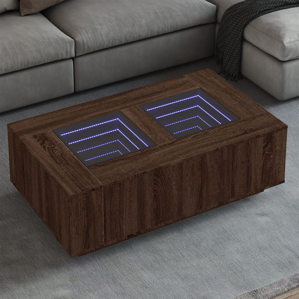 Salontafel met Infinity LED 116x69x40 cm bruin eikenkleurig is nu te koop bij PeponiXL, paradijselijk wonen!