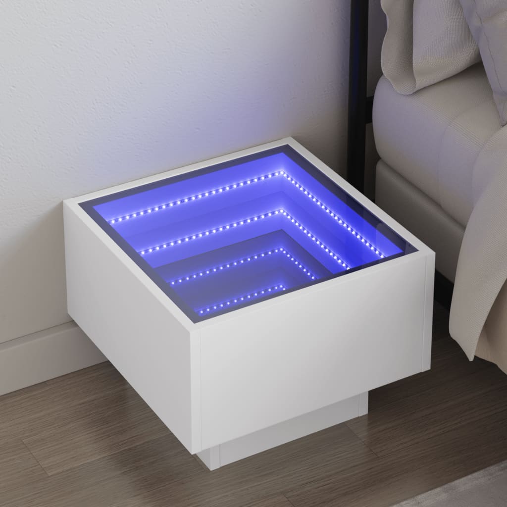 Nachtkastje met Infinity LED 40x40x30 cm wit is nu te koop bij PeponiXL, paradijselijk wonen!