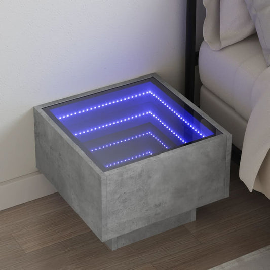 Nachtkastje met Infinity LED 40x40x30 cm betongrijs is nu te koop bij PeponiXL, paradijselijk wonen!