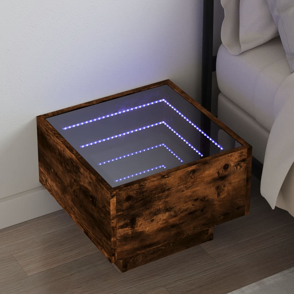 Nachtkastje met Infinity LED 40x40x30 cm gerookt eikenkleurig is nu te koop bij PeponiXL, paradijselijk wonen!