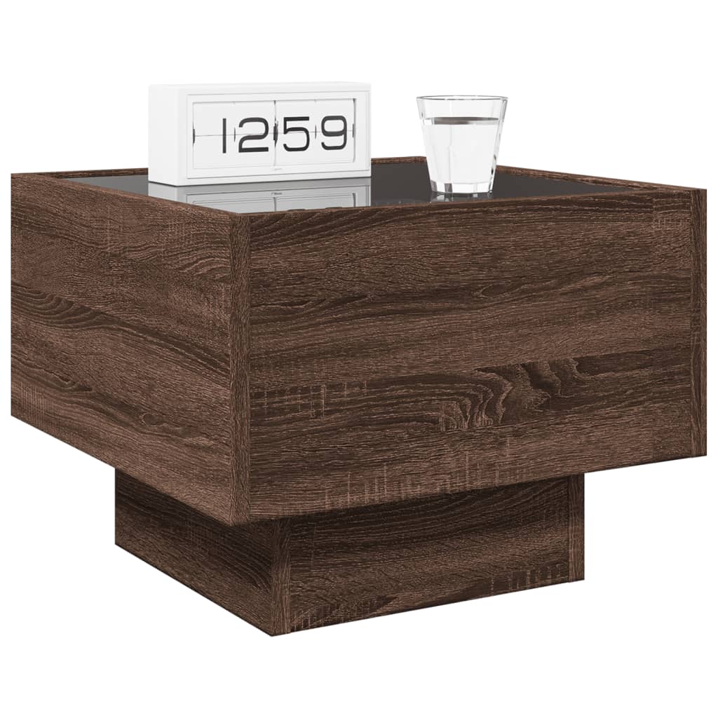 Nachtkastje met Infinity LED 40x40x30 cm bruin eikenkleurig is nu te koop bij PeponiXL, paradijselijk wonen!